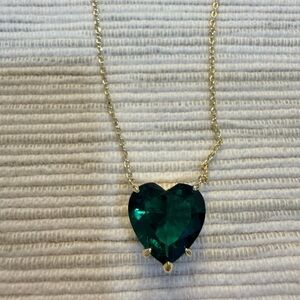 Melinda Maria Allison Heart Necklace Yellow Gold & Emerald - NWOT